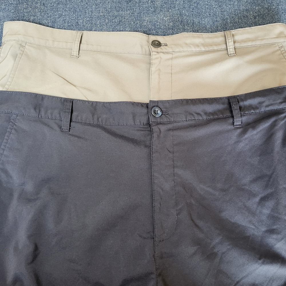 Lot of 2 Chaps Golf Mens Cargo Shorts Size 40 Tan Black Performance Stretch
